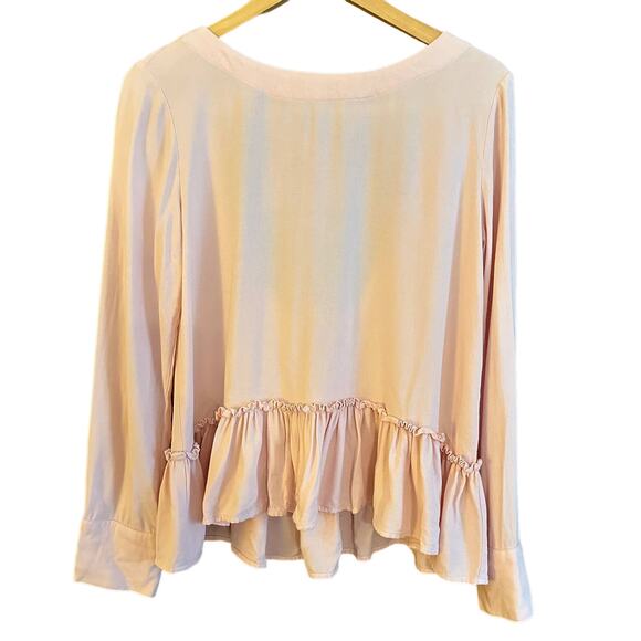CLOTH & STONE |  Pink Ruffle Peplum Tie Back Top - Women's Size XS - Picture 1 of 9